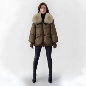 Winter Puffer Jacket With Faux-Fur Collar