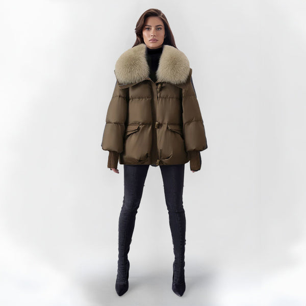 Winter Puffer Jacket With Faux-Fur Collar
