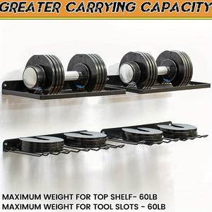 Metal Wall-Mount Garage Tool Organizer Rack