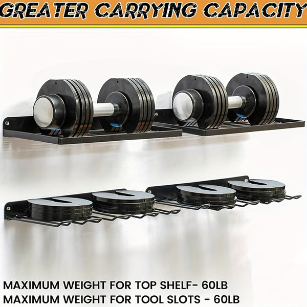 Metal Wall-Mount Garage Tool Organizer Rack