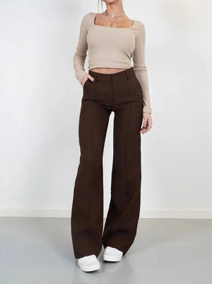 Patchwork Straight Leg Elegant Women’s Pants