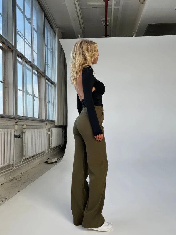 Patchwork Straight Leg Elegant Women’s Pants