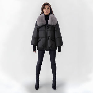 Winter Puffer Jacket With Faux-Fur Collar