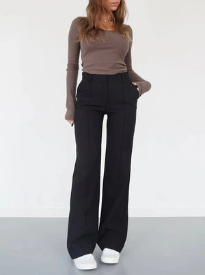 Patchwork Straight Leg Elegant Women’s Pants