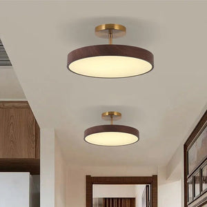 LED Semi-Flush Ceiling Light with Wood Accent