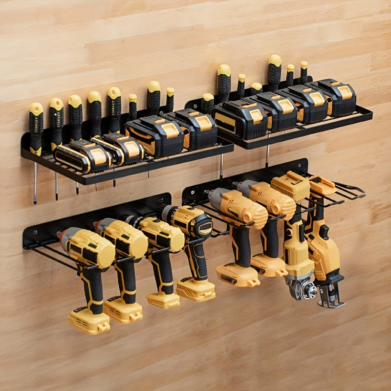 Metal Wall-Mount Garage Tool Organizer Rack