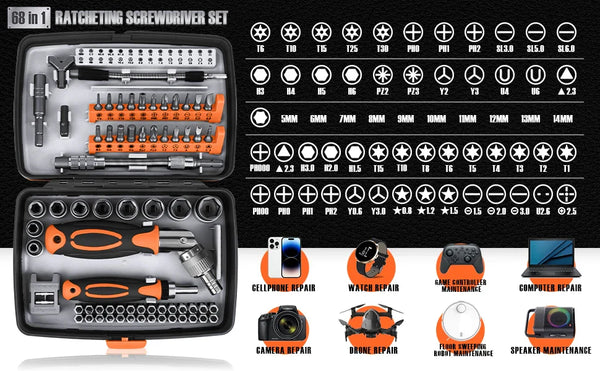 All-in-One Ratcheting Screwdriver Kit – 68 Pieces