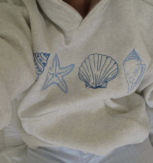 Hand-Painted Shell Hooded Sweater