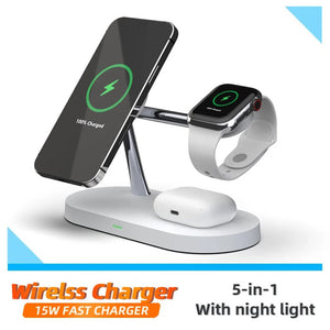 3-in-1 Charger Stand – Fast Wireless Charging for iPhone, Watch & AirPods