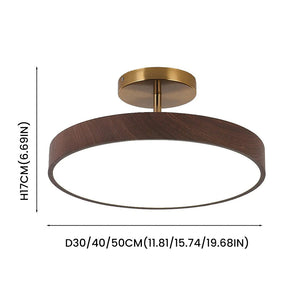 LED Semi-Flush Ceiling Light with Wood Accent