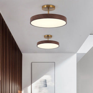 LED Semi-Flush Ceiling Light with Wood Accent