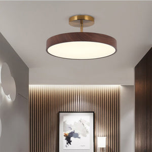 LED Semi-Flush Ceiling Light with Wood Accent