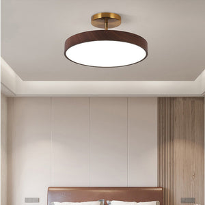 LED Semi-Flush Ceiling Light with Wood Accent