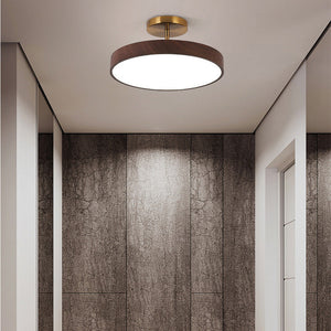 LED Semi-Flush Ceiling Light with Wood Accent