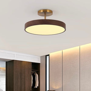 LED Semi-Flush Ceiling Light with Wood Accent