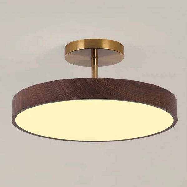 LED Semi-Flush Ceiling Light with Wood Accent