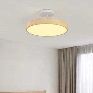 LED Semi-Flush Ceiling Light with Wood Accent