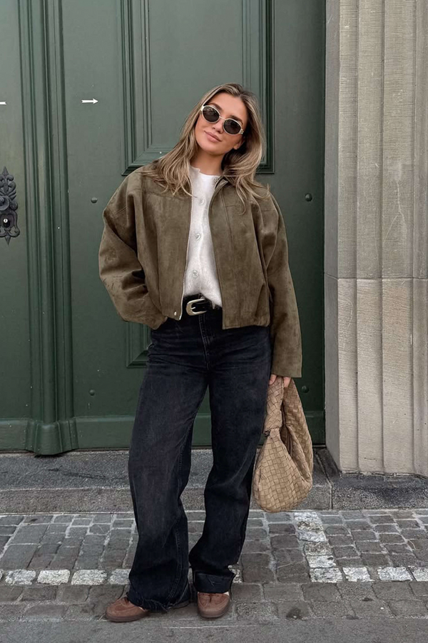 Women's Suede-Texture Button Jacket