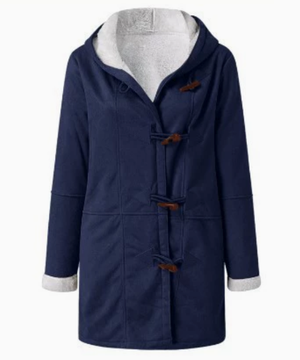 Women's Warm Wool-Blend Hooded Coat with Pockets