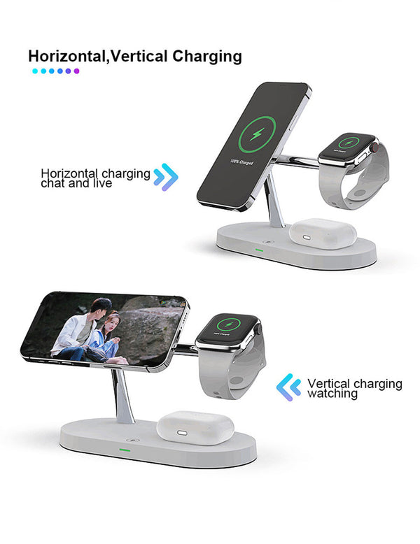 3-in-1 Charger Stand – Fast Wireless Charging for iPhone, Watch & AirPods