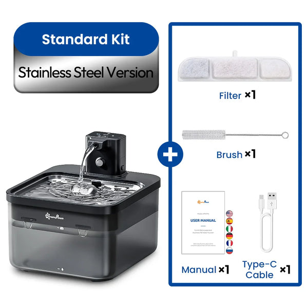 Automatic Stainless Steel Cat Water Fountain – 2.5L