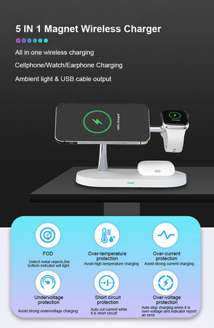 3-in-1 Charger Stand – Fast Wireless Charging for iPhone, Watch & AirPods