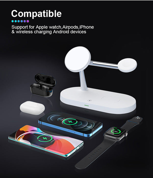 3-in-1 Charger Stand – Fast Wireless Charging for iPhone, Watch & AirPods