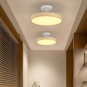 LED Semi-Flush Ceiling Light with Wood Accent