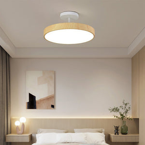 LED Semi-Flush Ceiling Light with Wood Accent