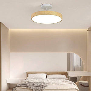 LED Semi-Flush Ceiling Light with Wood Accent