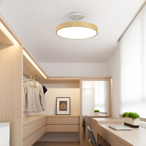 LED Semi-Flush Ceiling Light with Wood Accent