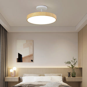 LED Semi-Flush Ceiling Light with Wood Accent