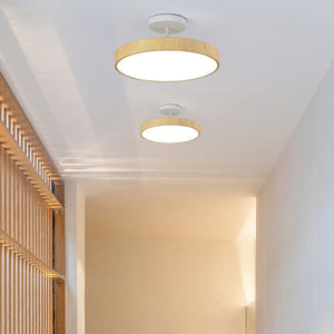 LED Semi-Flush Ceiling Light with Wood Accent