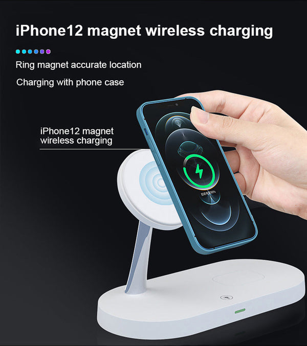 3-in-1 Charger Stand – Fast Wireless Charging for iPhone, Watch & AirPods