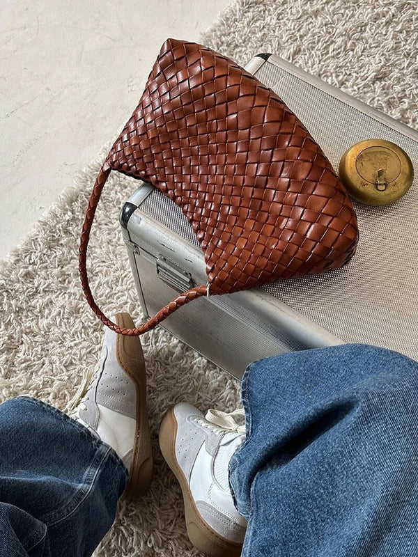 Women's Leather Tote Bucket Bag