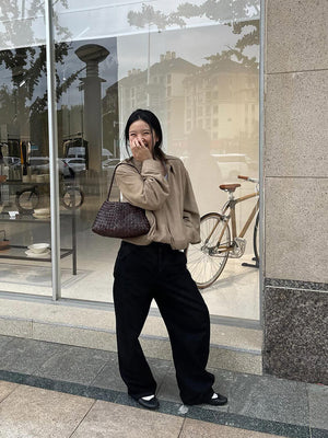 Women's Leather Tote Bucket Bag