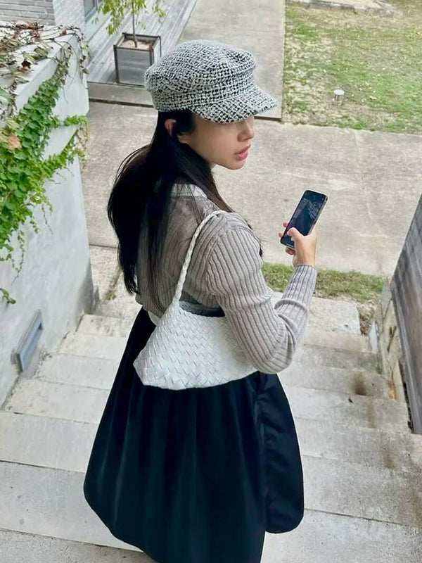 Women's Leather Tote Bucket Bag