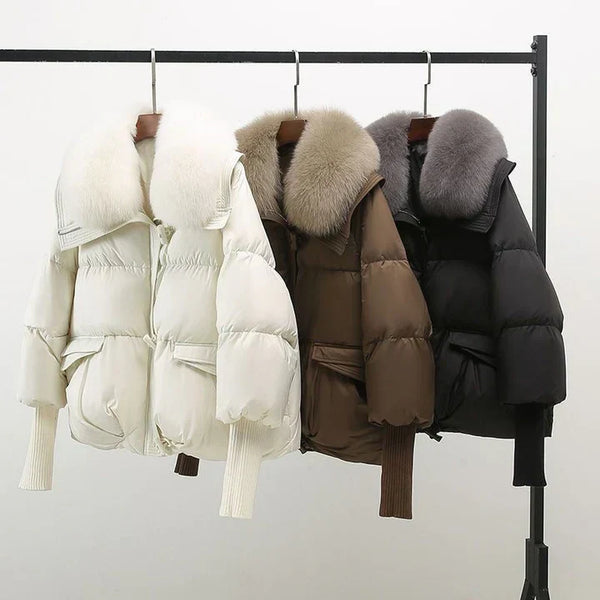 Winter Puffer Jacket With Faux-Fur Collar