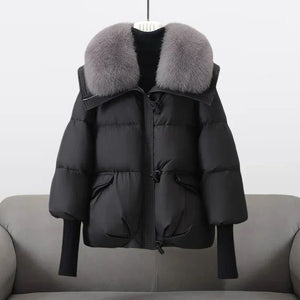 Winter Puffer Jacket With Faux-Fur Collar
