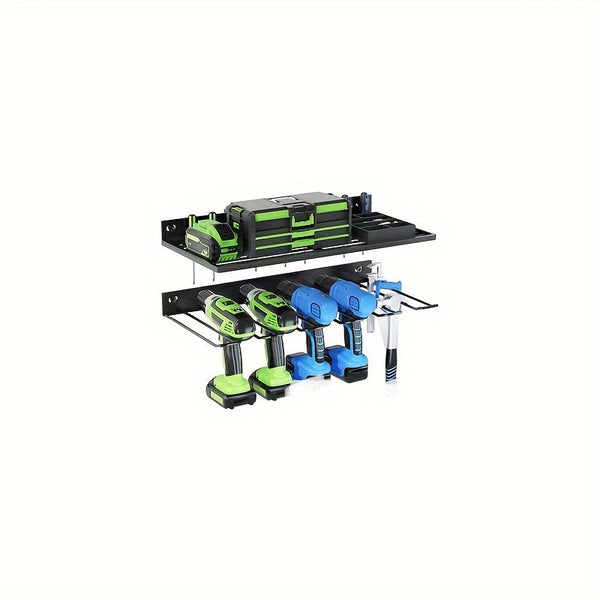 Metal Wall-Mount Garage Tool Organizer Rack