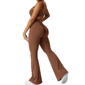 Women’s Open-Back Solid Body Shaping Jumpsuit