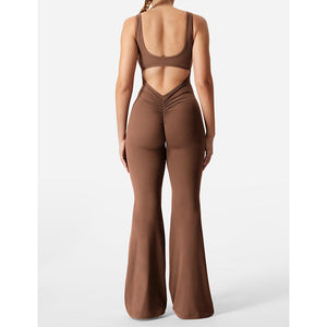 Women’s Open-Back Solid Body Shaping Jumpsuit