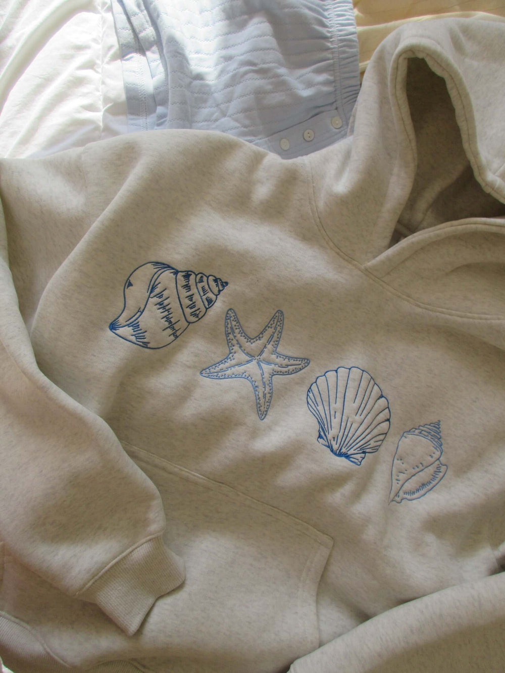Hand-Painted Shell Hooded Sweater