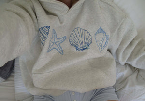 Hand-Painted Shell Hooded Sweater