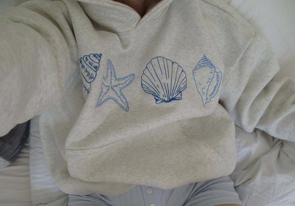 Hand-Painted Shell Hooded Sweater