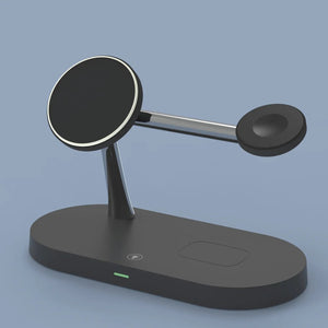 3-in-1 Charger Stand – Fast Wireless Charging for iPhone, Watch & AirPods