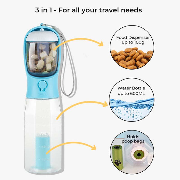 3 in 1 Portable Dog Walking Water Bottle