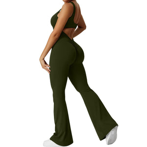 Women’s Open-Back Solid Body Shaping Jumpsuit