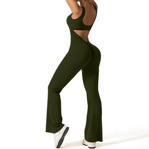 Women’s Open-Back Solid Body Shaping Jumpsuit