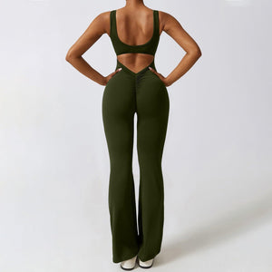 Women’s Open-Back Solid Body Shaping Jumpsuit